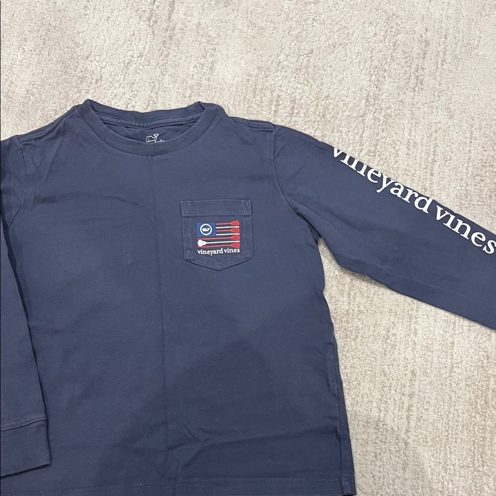 Vineyard Vines Kids Long Sleeve Tee in Navy Blue